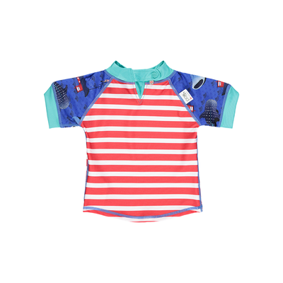 Close Pop-in Unisex Short Sleeved Sun safe Swim Rash Vest – Generous Head opening For Baby and Toddler