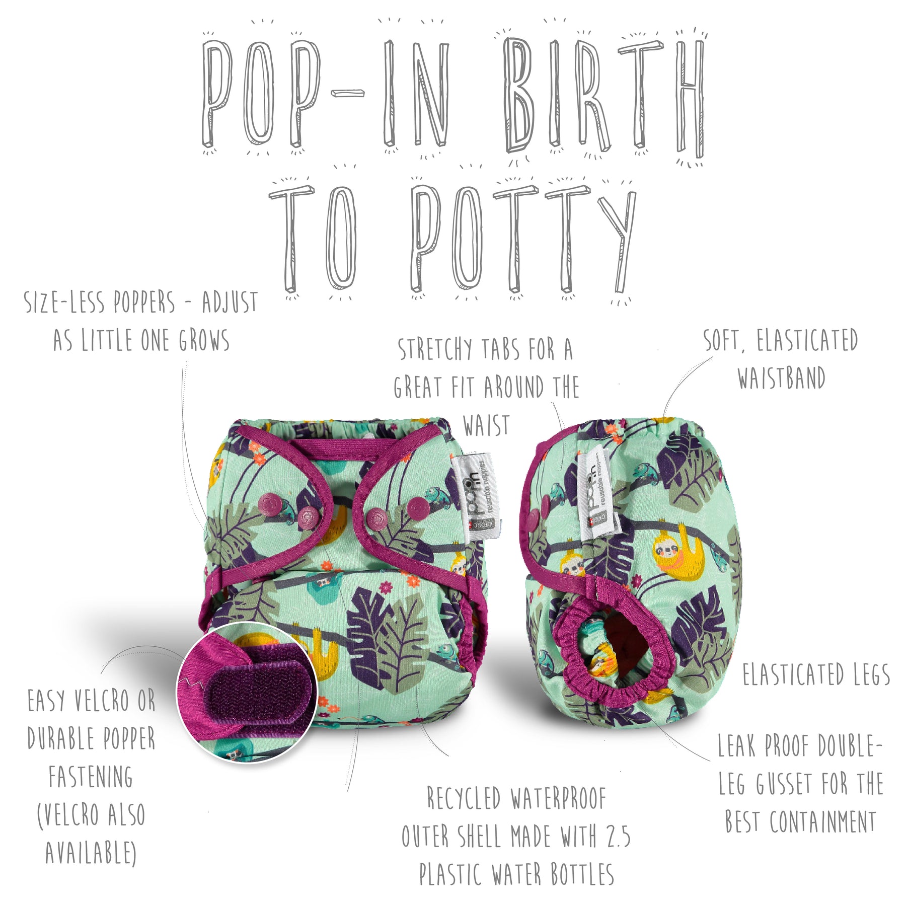 Nappy R Award winning eco friendly Pop-in reusable nappy from birth to potty ...
