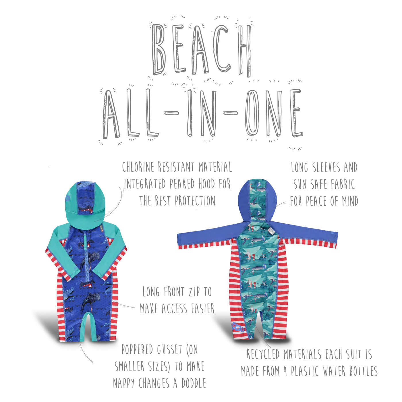 Toddler Beach all-in-one - Endangered Ocean Collection - Close Parent