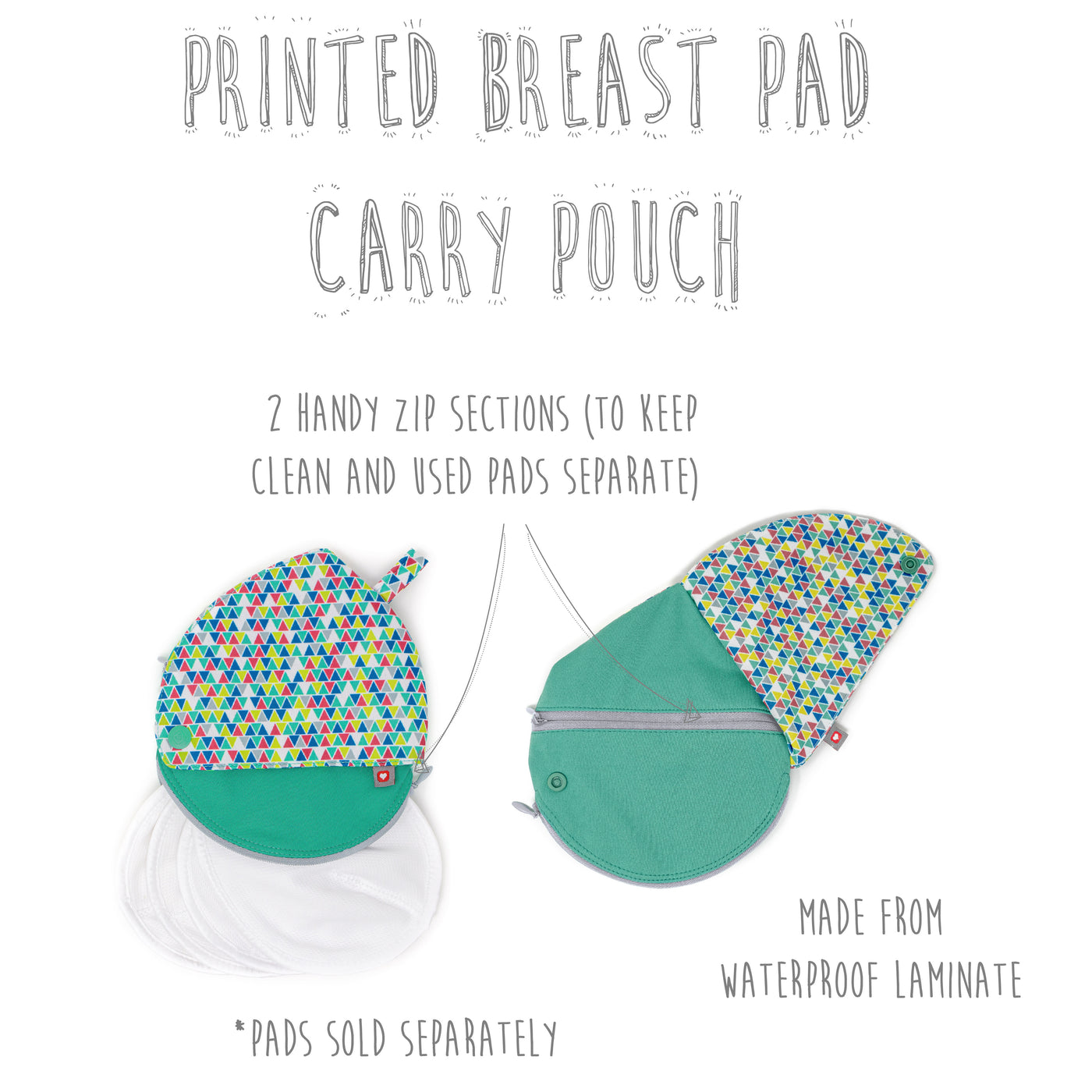 Close Pop-in Contoured Reusable Teardrop Bamboo Breast Pads and Shaped Wet/Dry Zipp able Storage Pouch