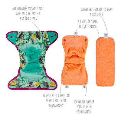 Pop-in Single Printed Reusable Popper Nappy +bamboo - Winter Collection - Close Parent