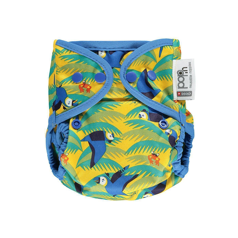 Single Printed Reusable Popper Nappy +bamboo - Endangered Jungle Collection - Close Parent
