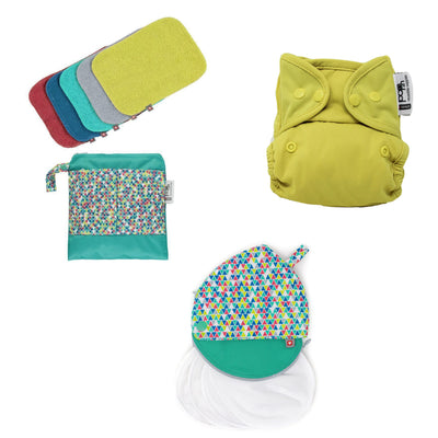 Reusable Starter Pack, Brights - Nappy, Wipes and Breast Pads